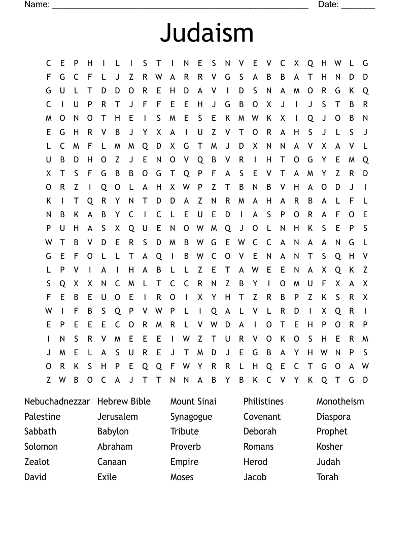 Judaism Word Search