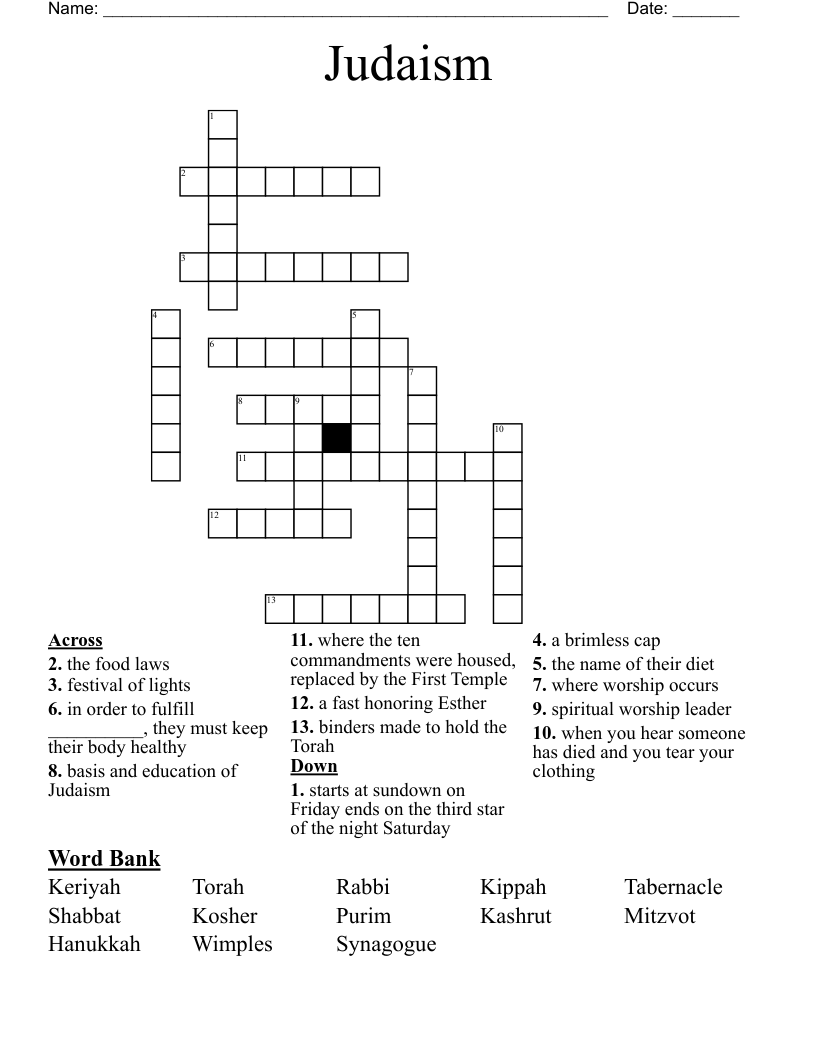 Judaism Crossword