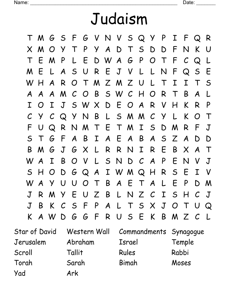Judaism Word Search