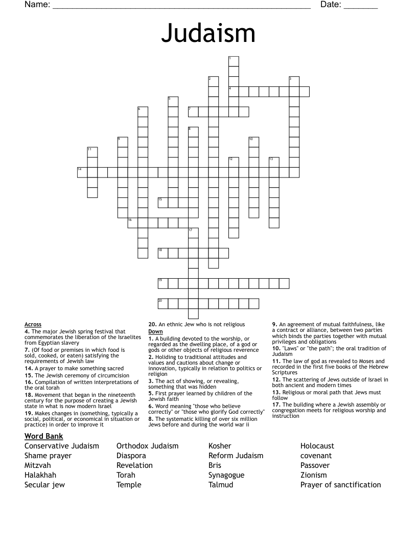Judaism Crossword
