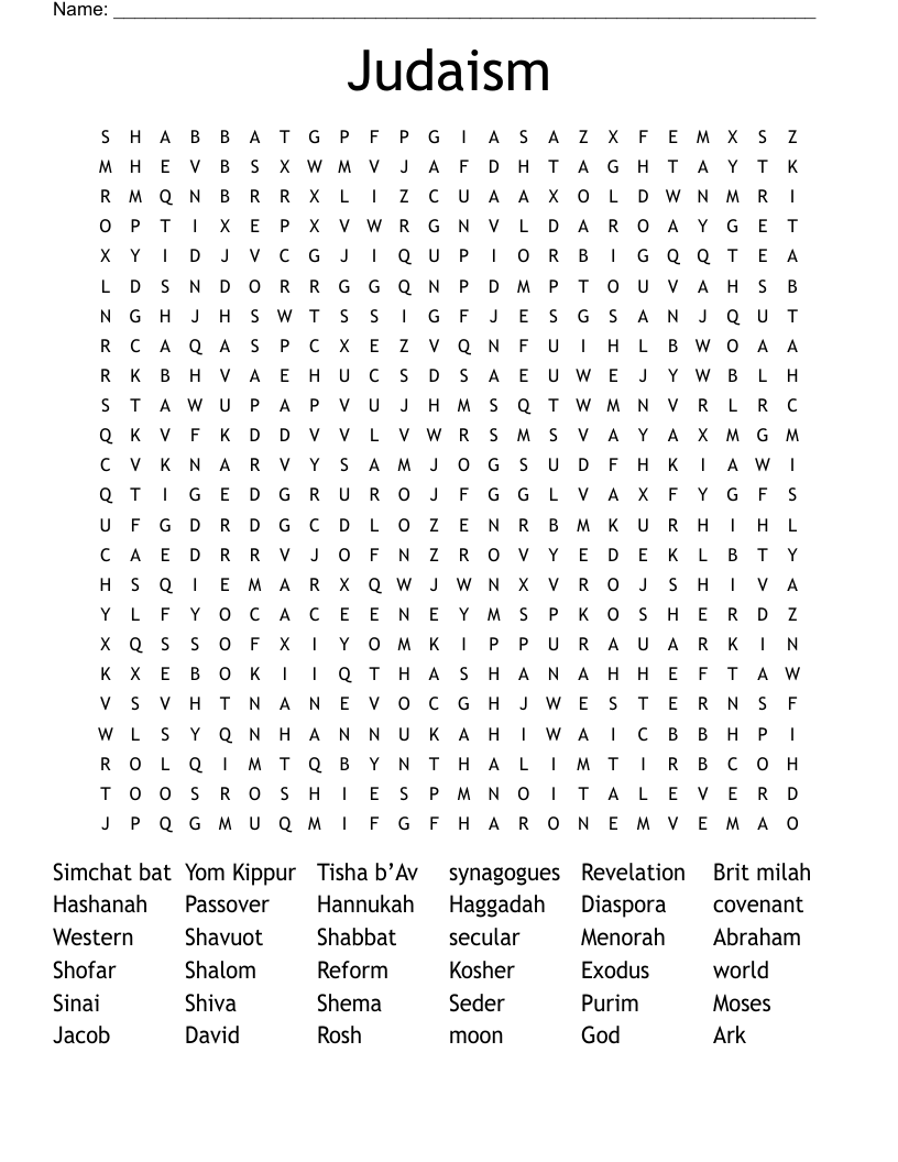 Judaism Word Search