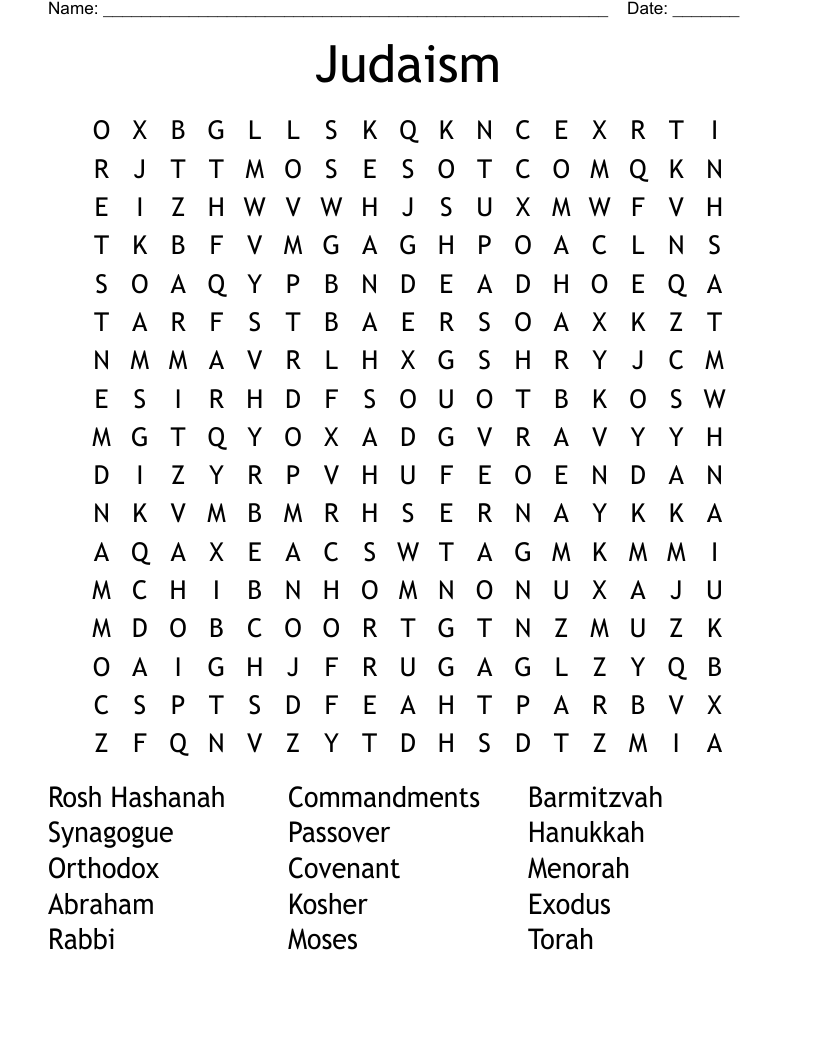 Judaism Word Search