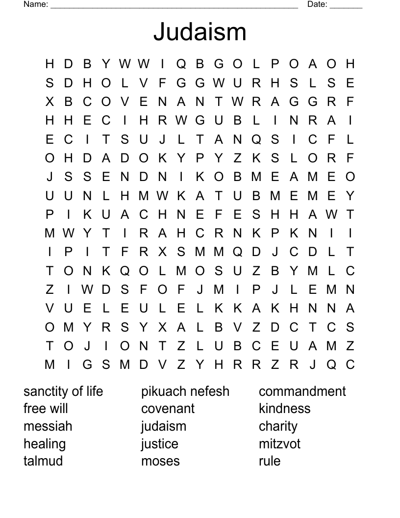 Judaism Word Search