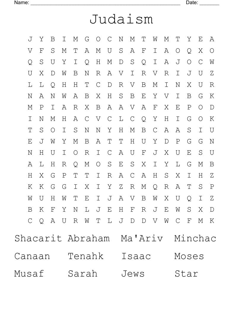Judaism Word Search