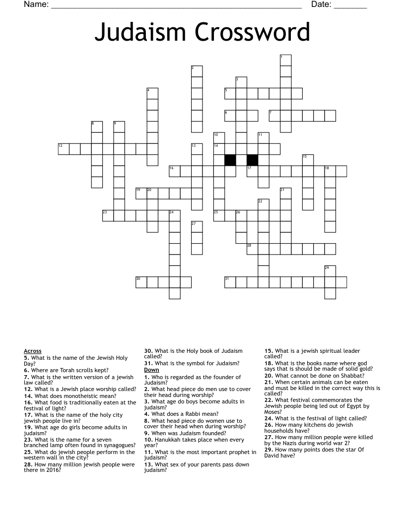 Judaism Crossword