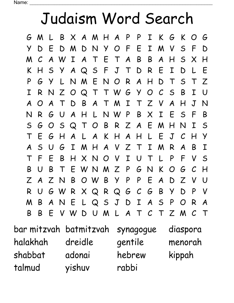 Judaism Word Search