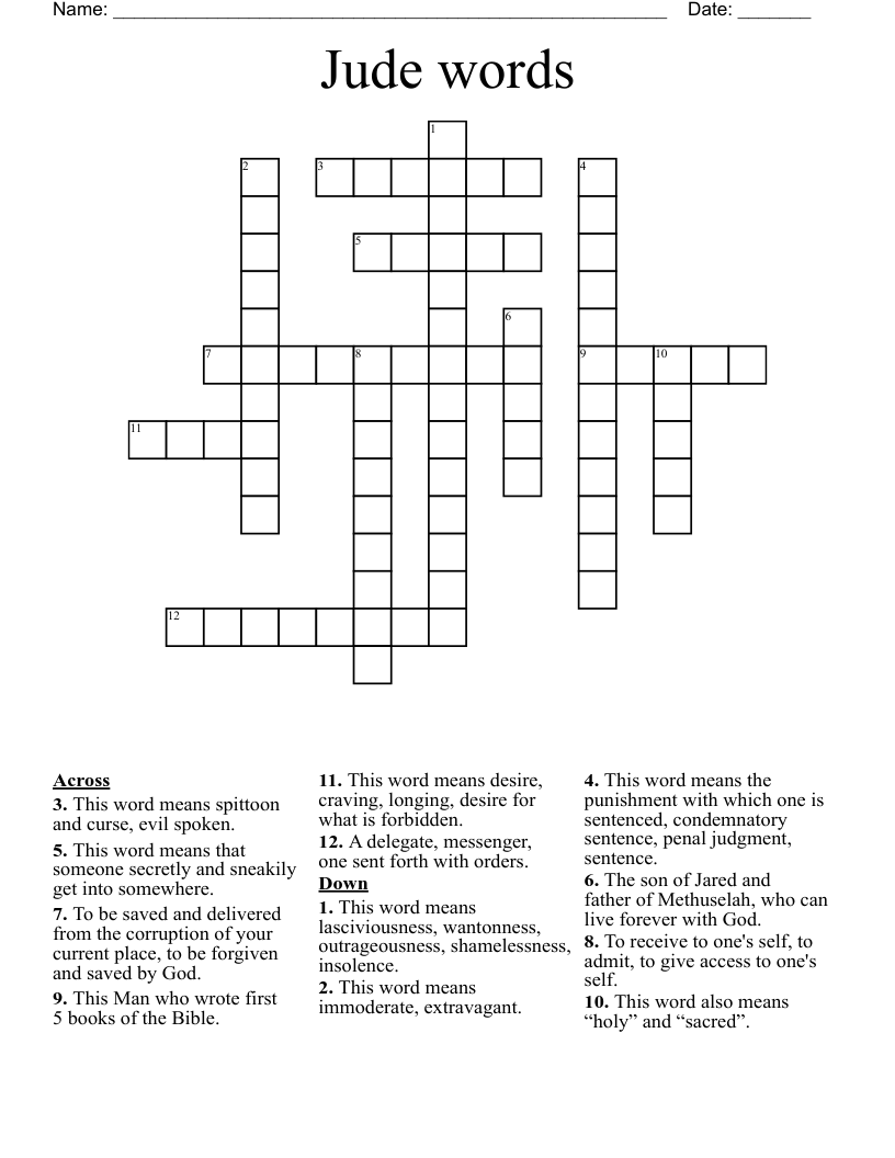 Jude words Crossword