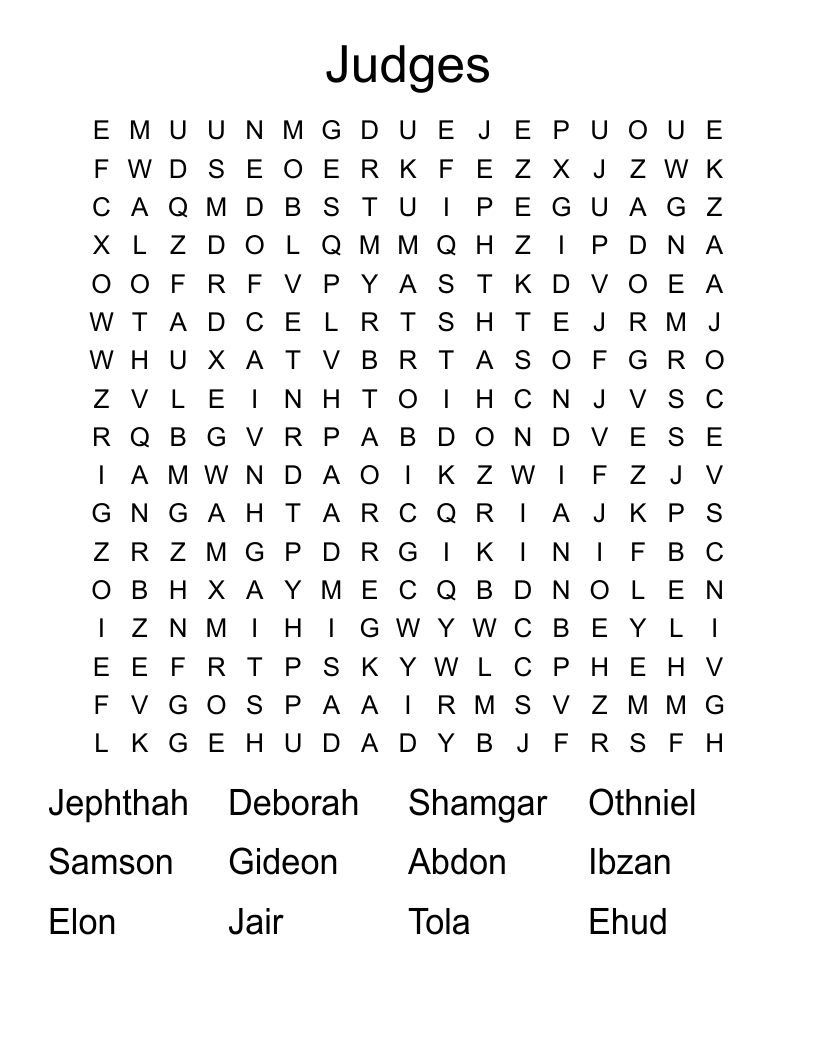 Judges Word Search