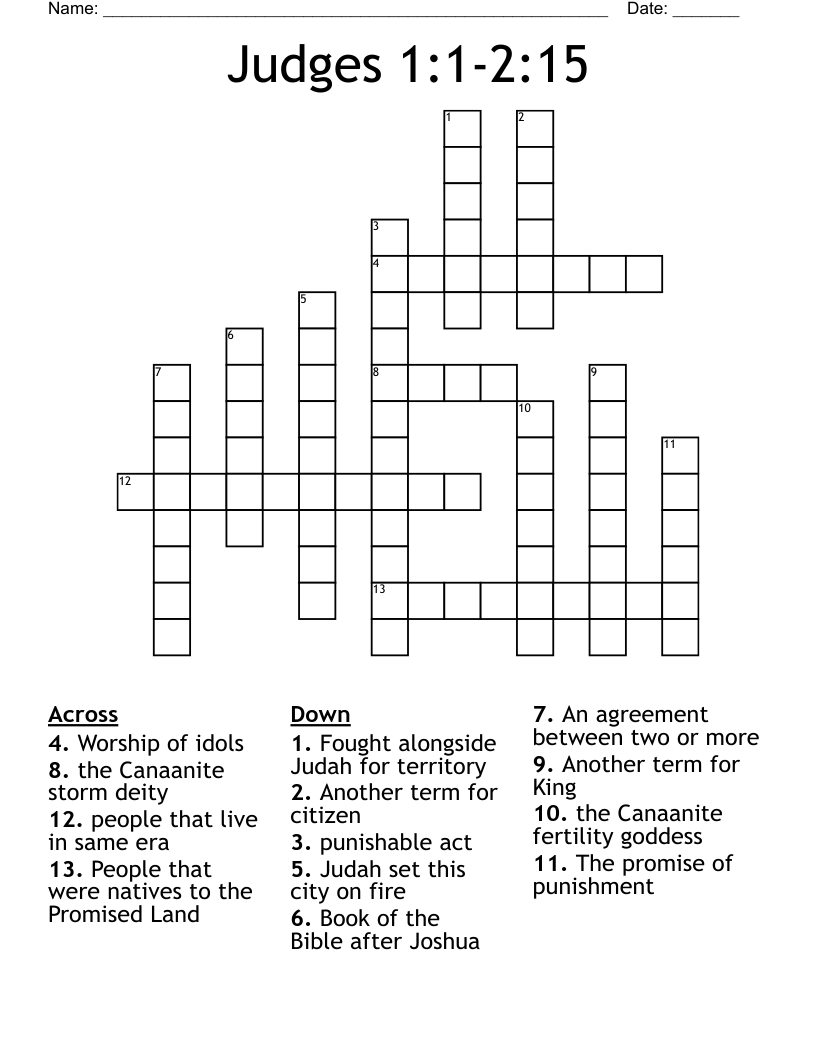Judges 1:1-2:15 Crossword