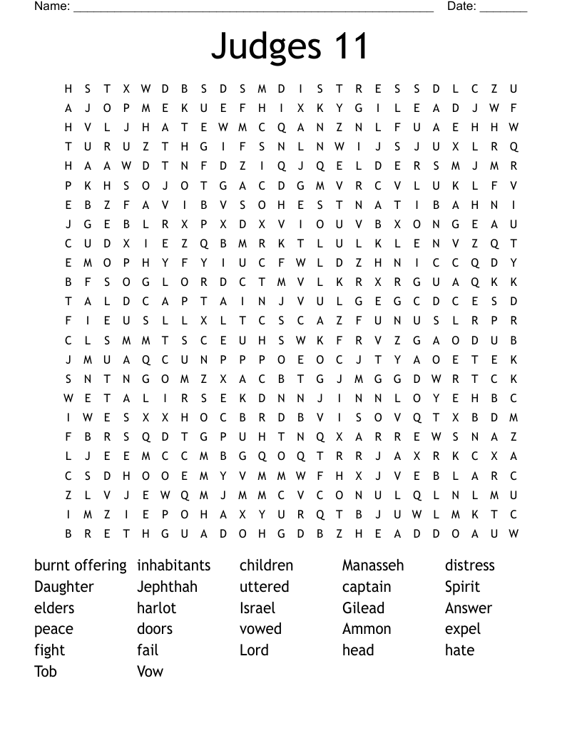 Judges 11 Word Search