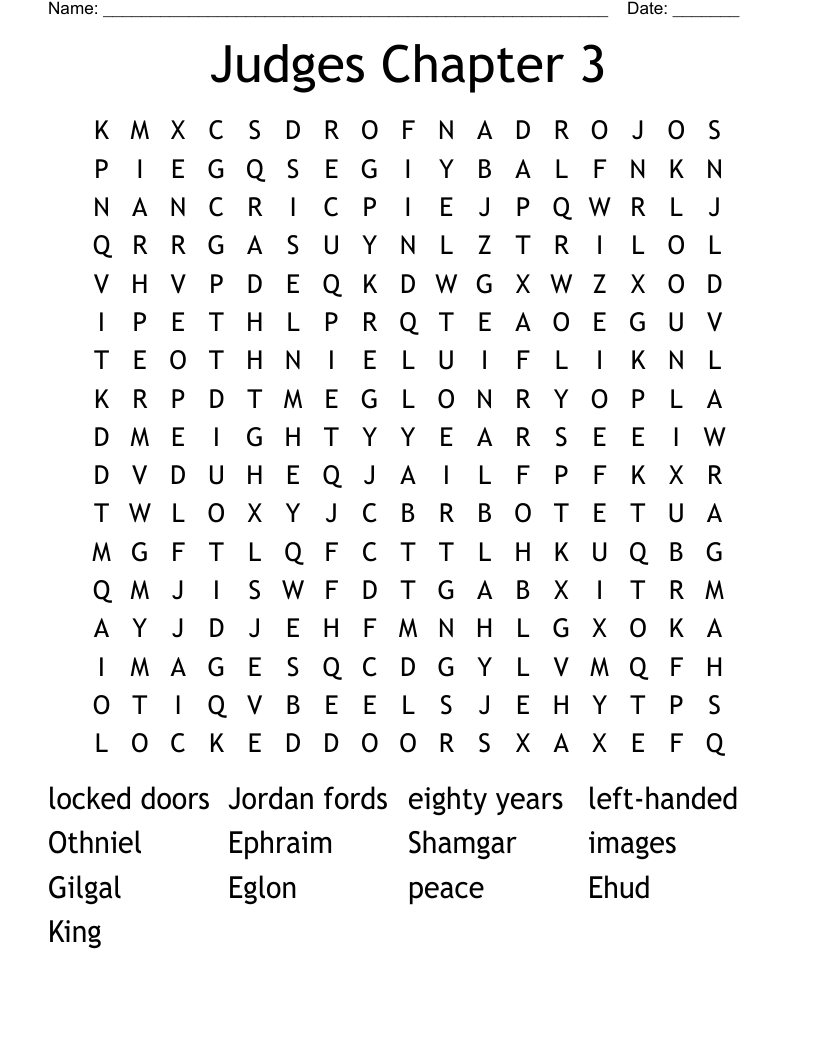 Judges Chapter 3 Word Search