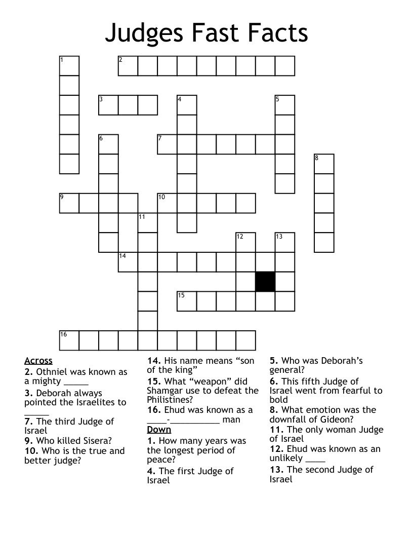 Judges Fast Facts Crossword