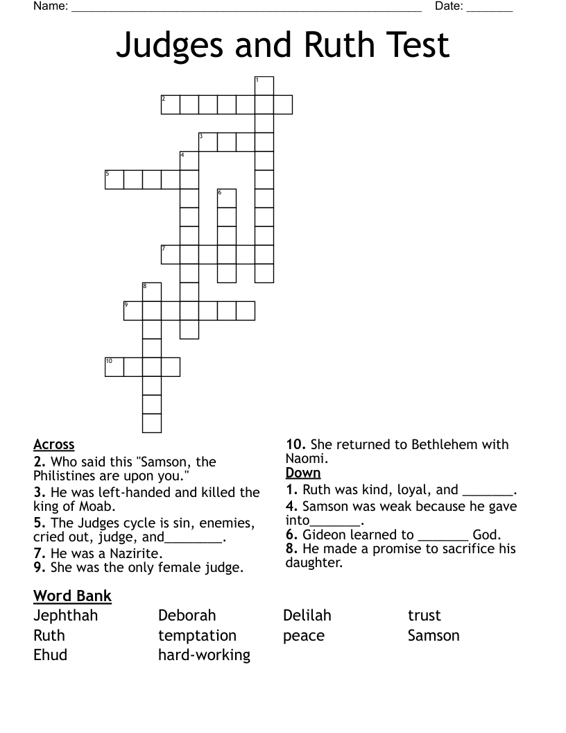 Judges and Ruth Test Crossword