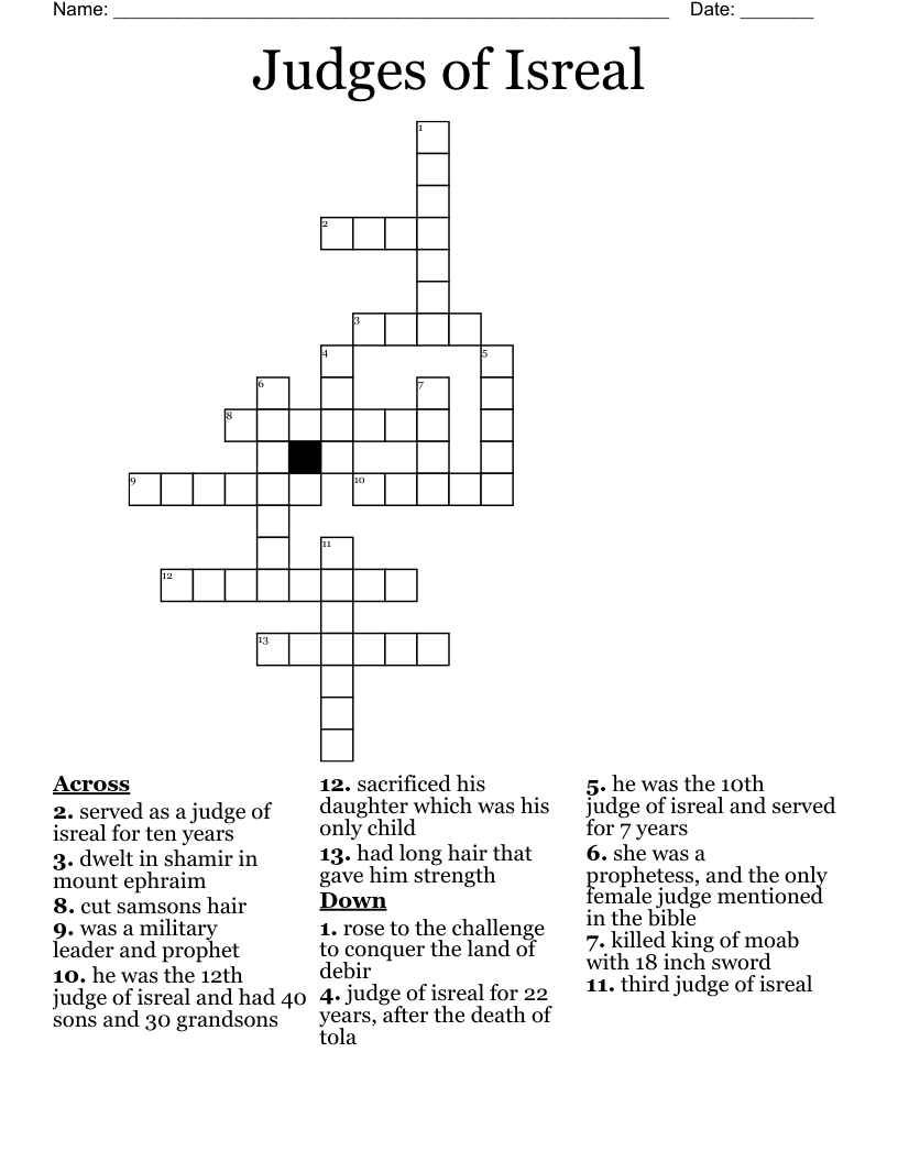 Judges of Isreal Crossword