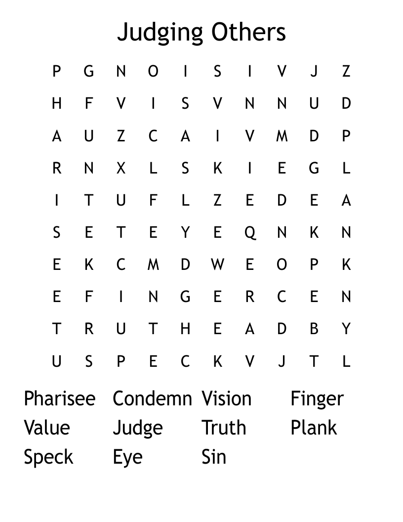 Judging Others Word Search