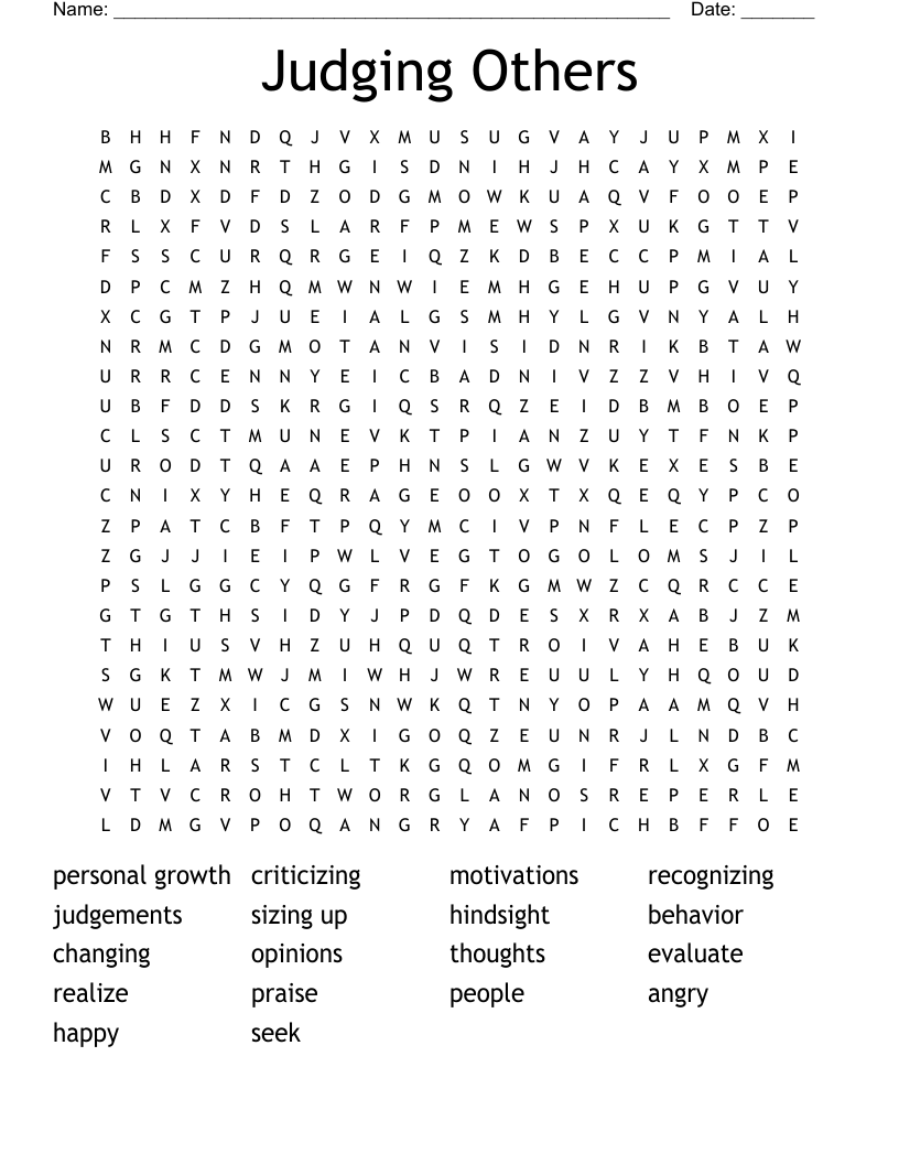 Judging Others  Word Search