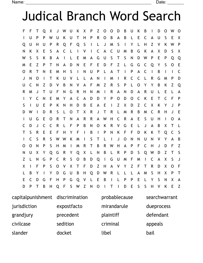 Judical Branch Word Search