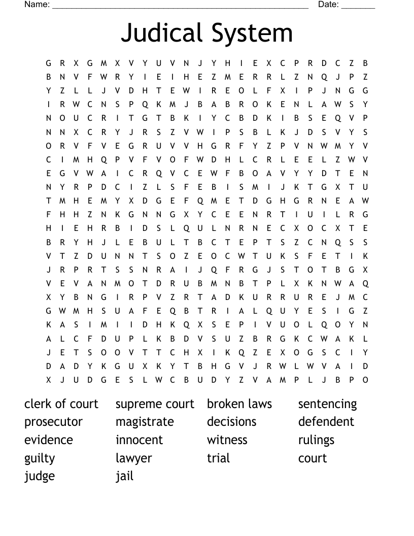 Judical System Word Search