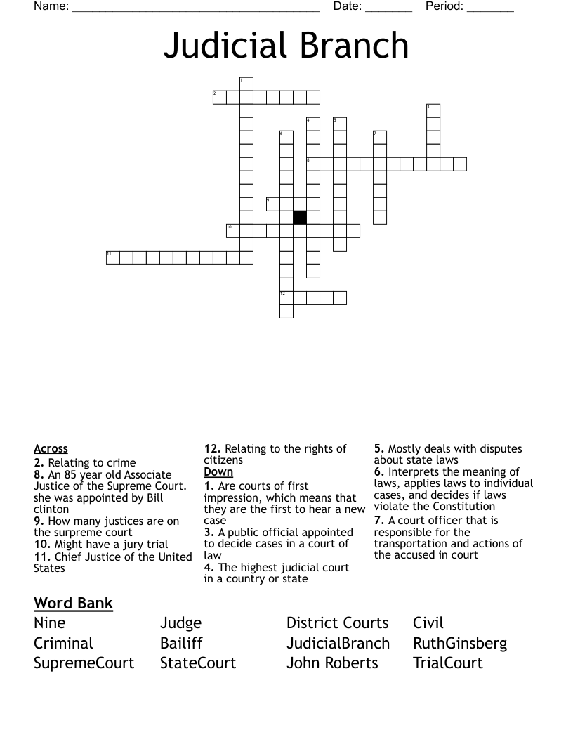 Judicial Branch Crossword