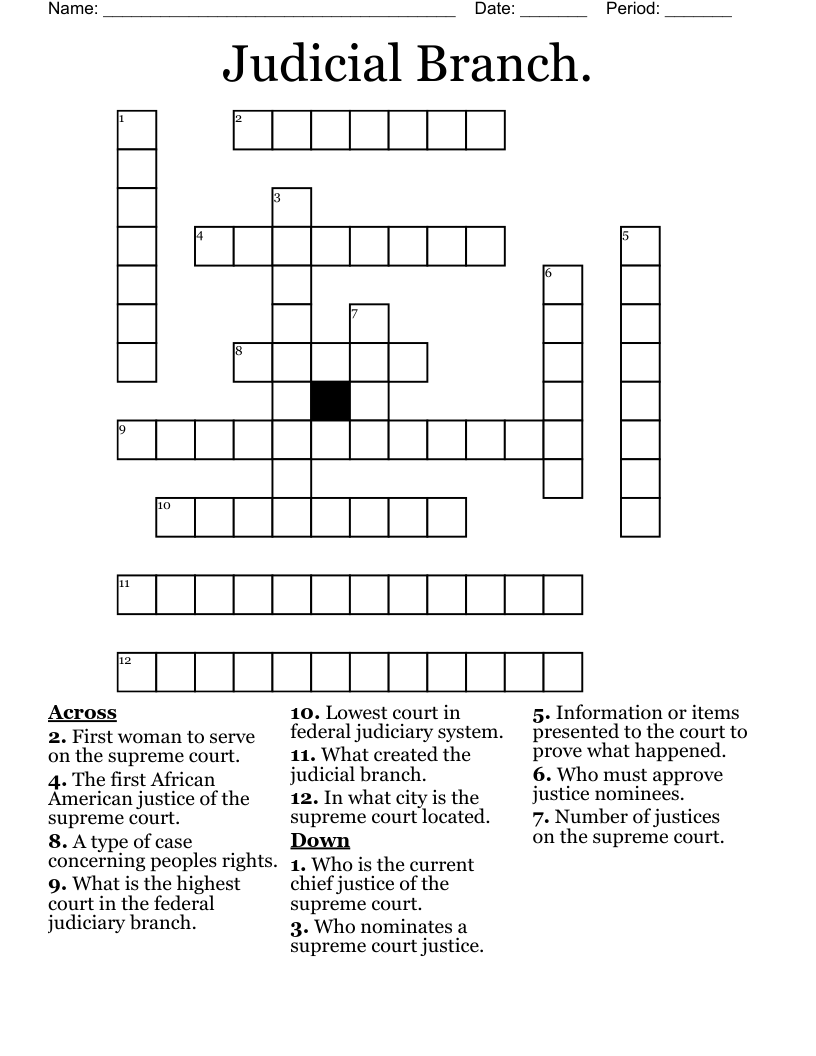 Judicial Branch. Crossword