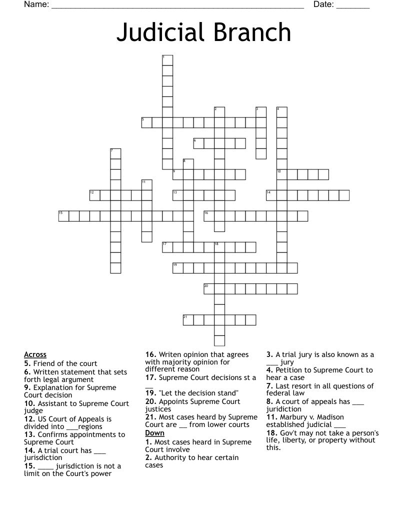 Judicial Branch Crossword