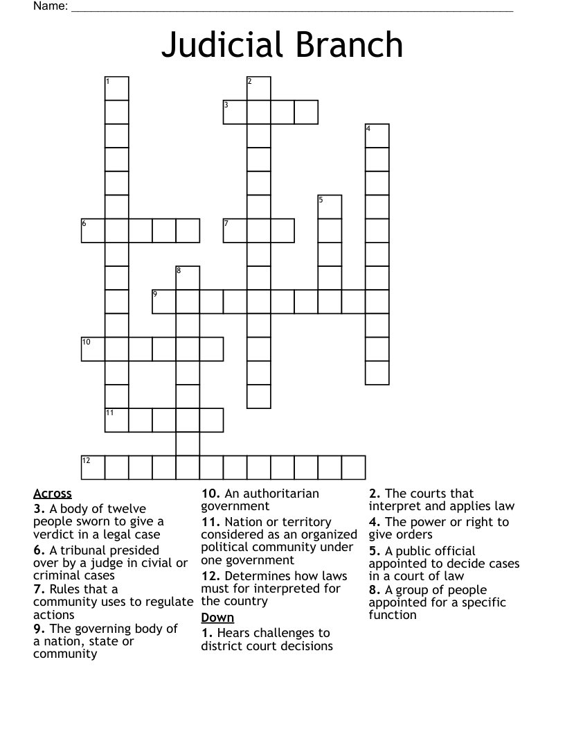 Judicial Branch Crossword