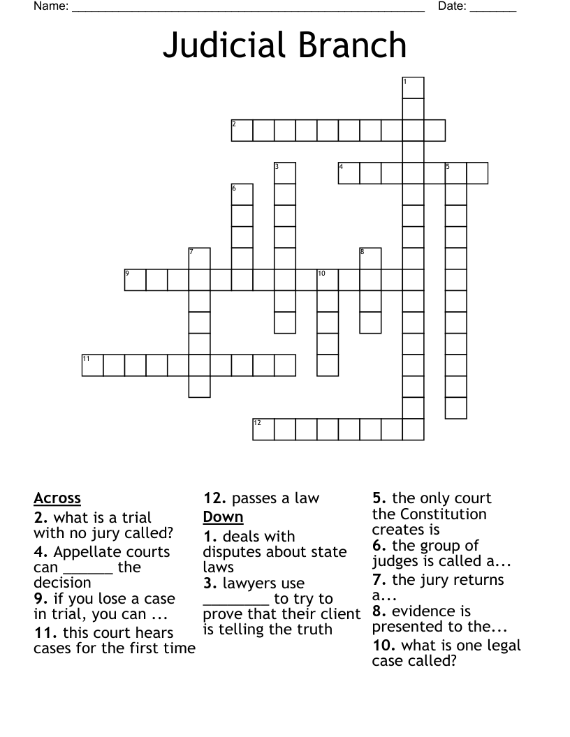 Judicial Branch Crossword