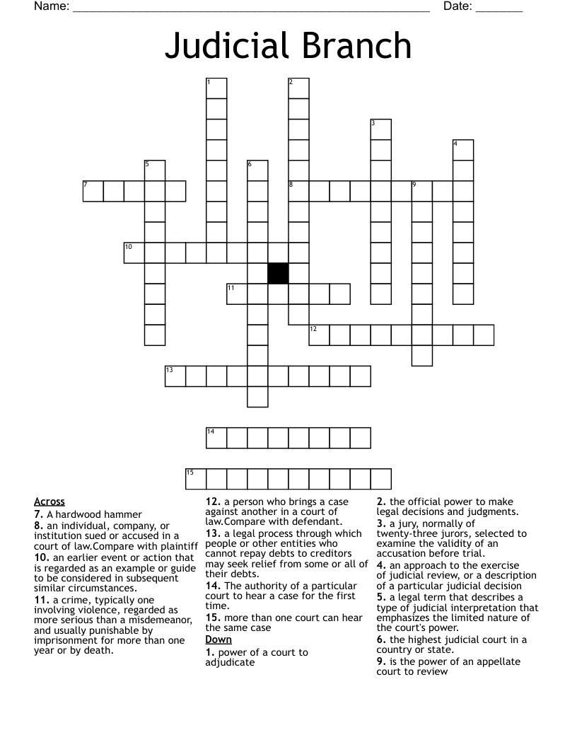 Judicial Branch Crossword