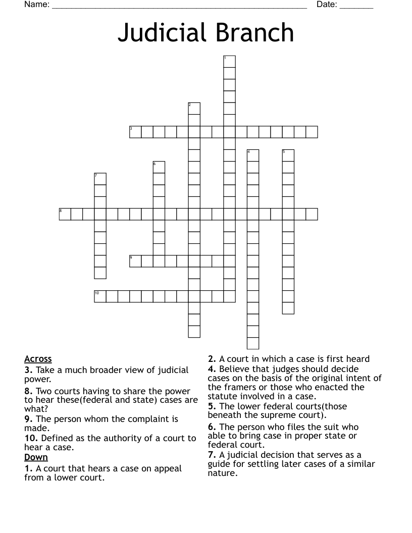 Judicial Branch Crossword