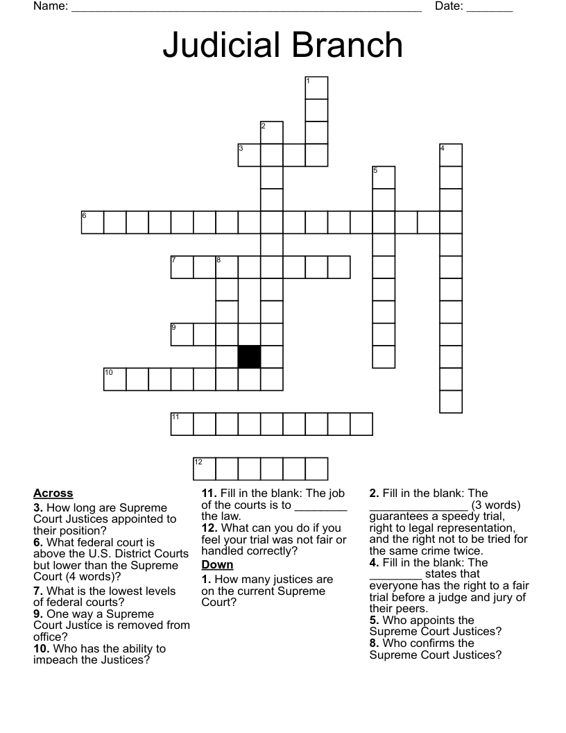 Judicial Branch Crossword
