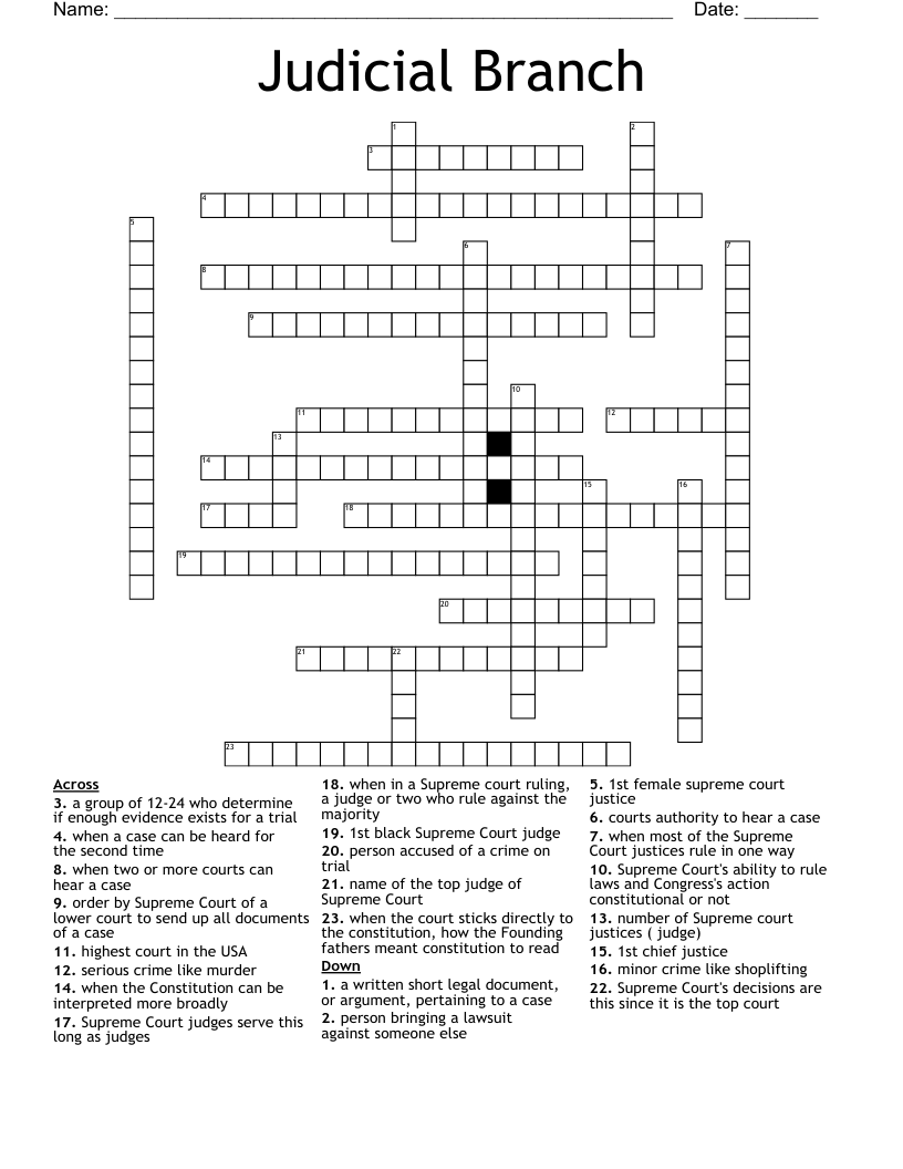 Judicial Branch Crossword