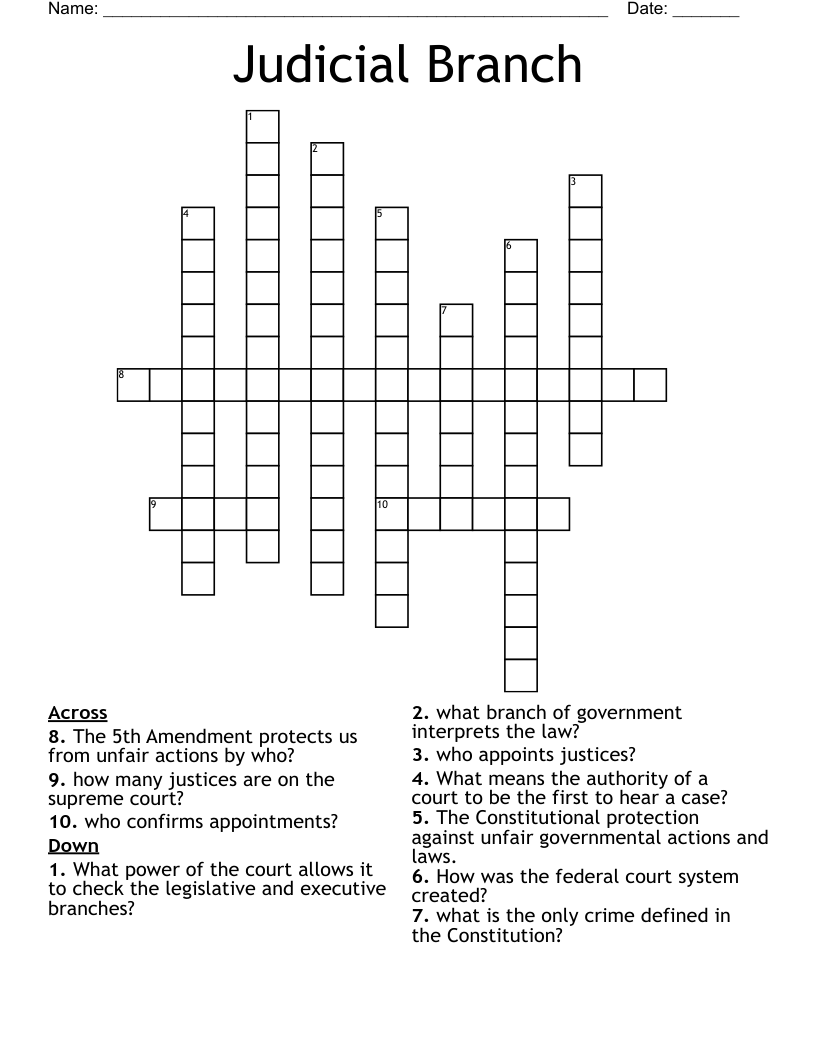 Judicial Branch Crossword