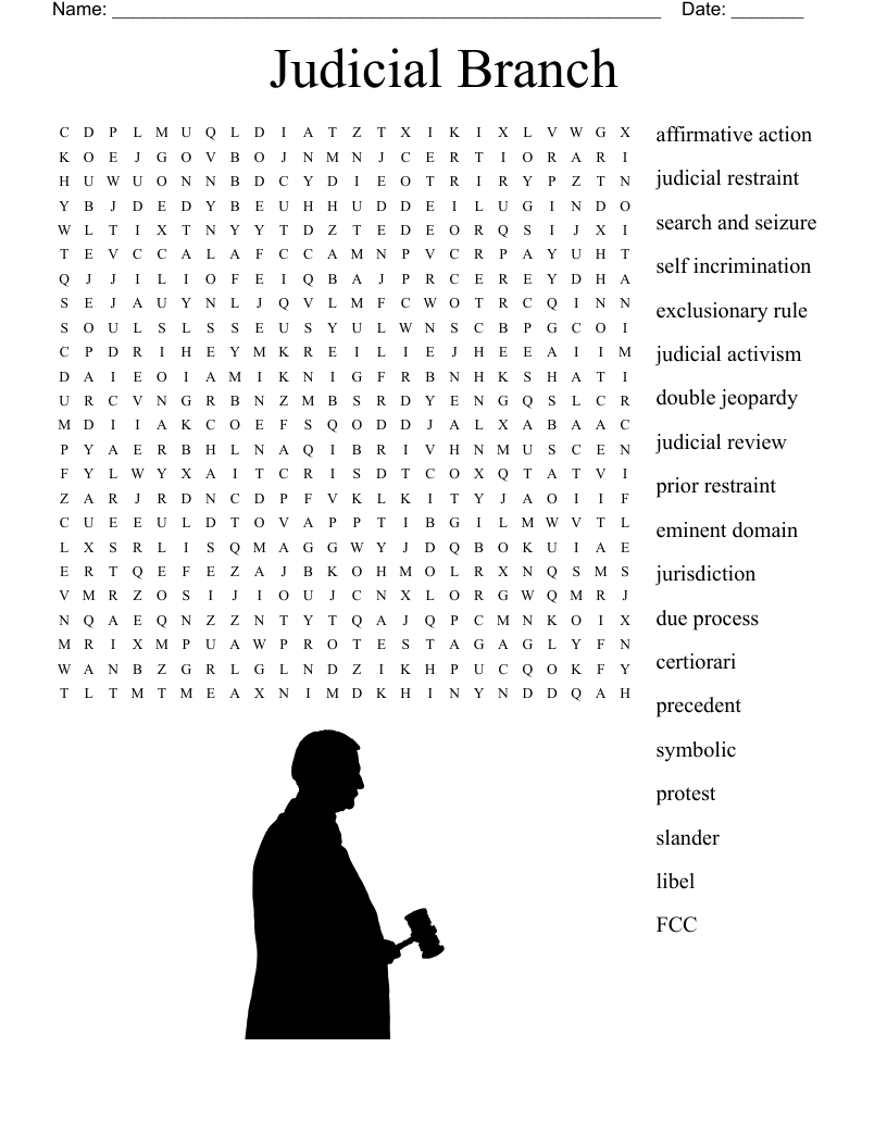 Judicial Branch Word Search