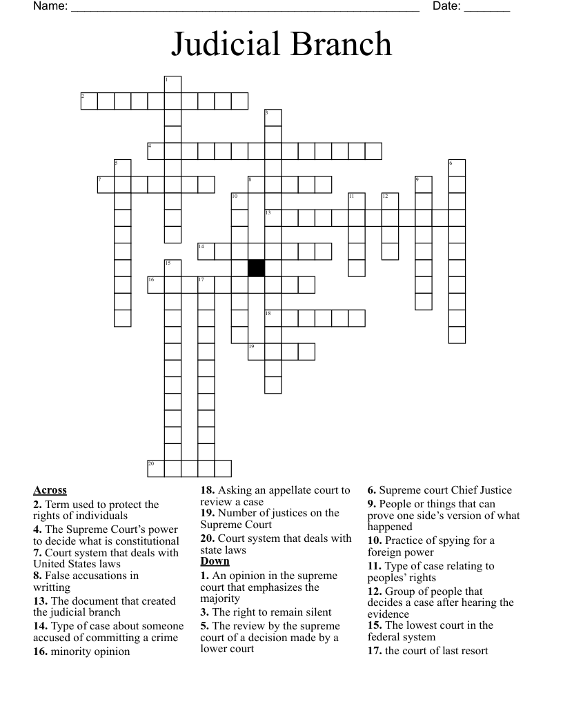 Judicial Branch Crossword
