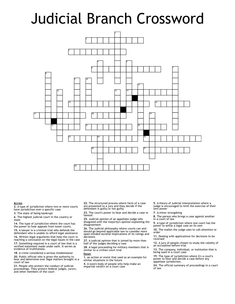 Judicial Branch Crossword