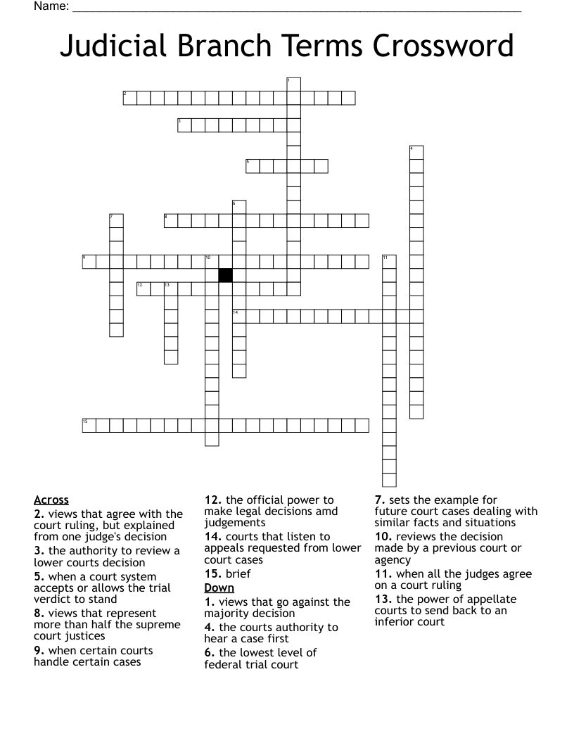 Judicial Branch Terms Crossword