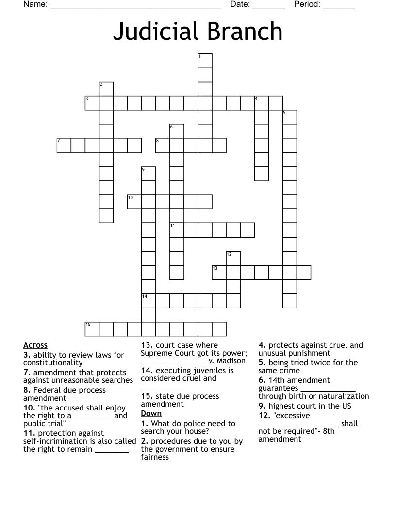 Judicial Branch  Crossword