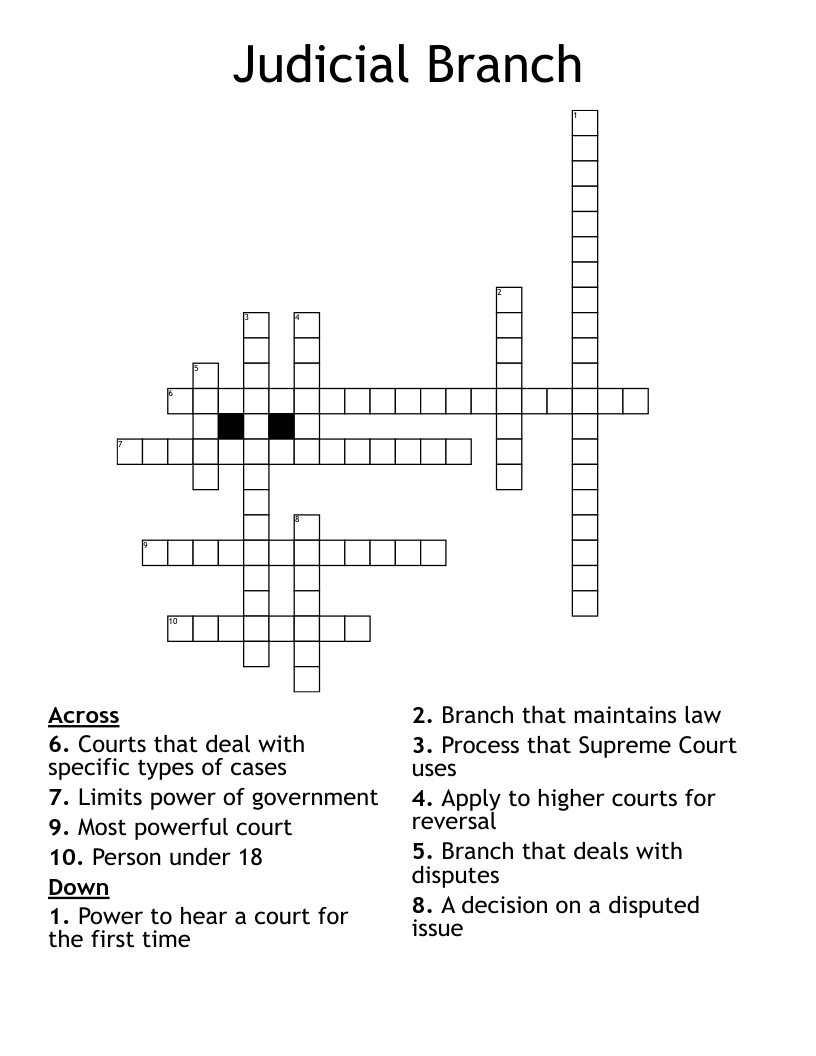 Judicial Branch  Crossword