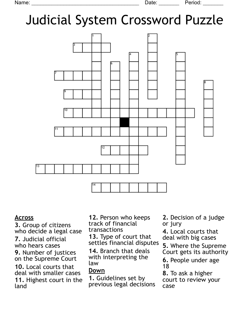 Judicial System Crossword Puzzle