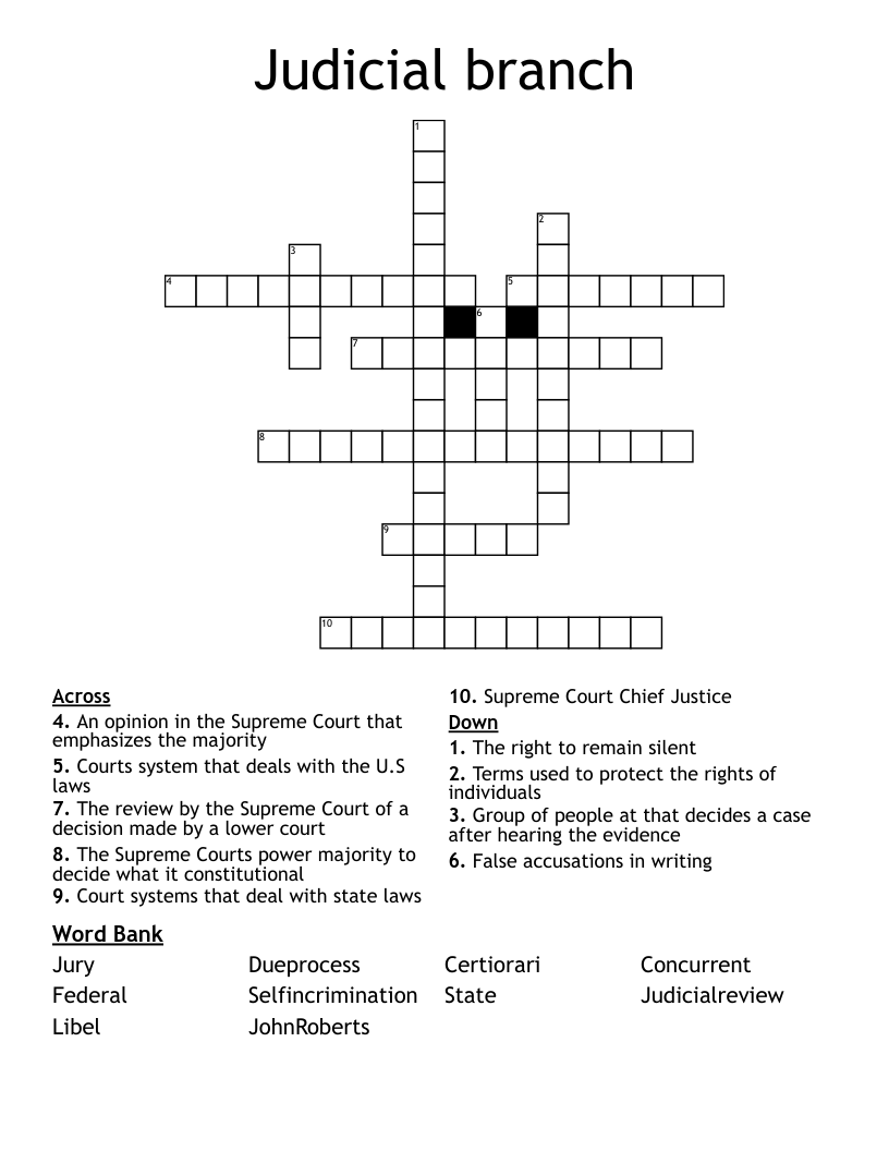 Judicial branch  Crossword