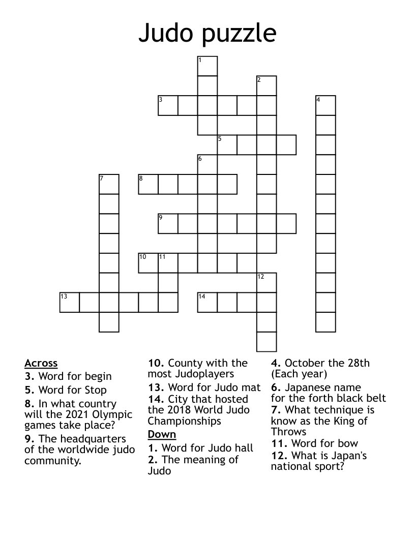 Judo puzzle Crossword
