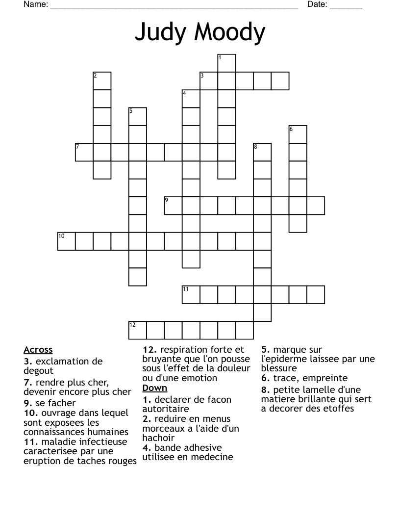 Judy Moody Crossword
