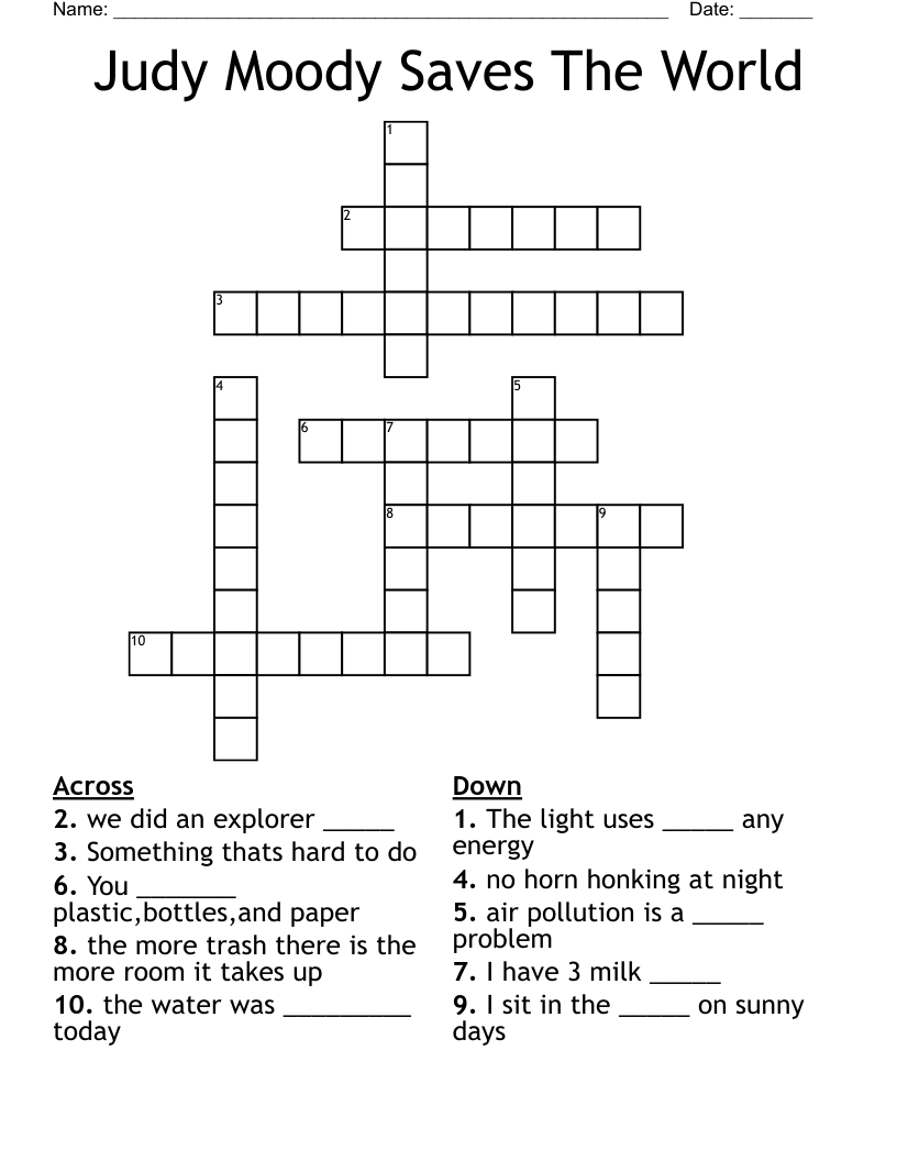 Judy Moody Saves The World Crossword