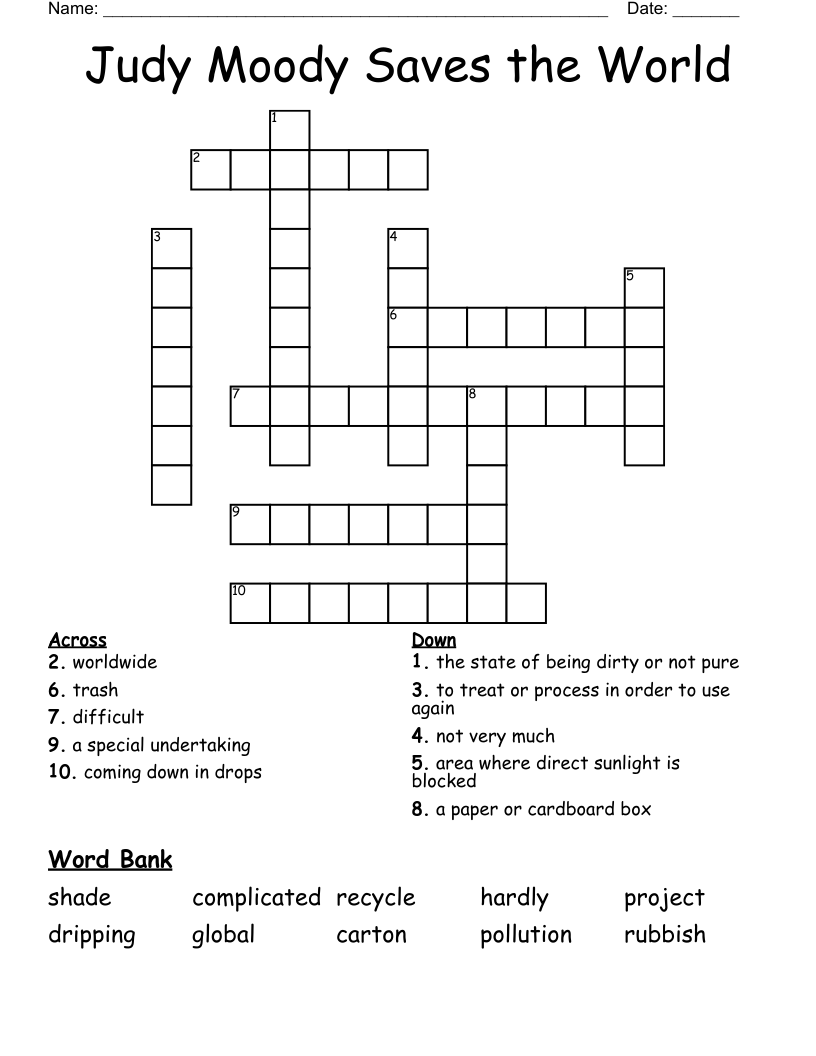 Judy Moody Saves the World Crossword
