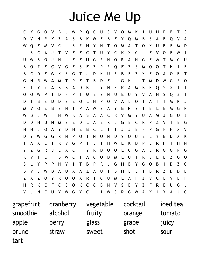 Juice Me Up Word Search