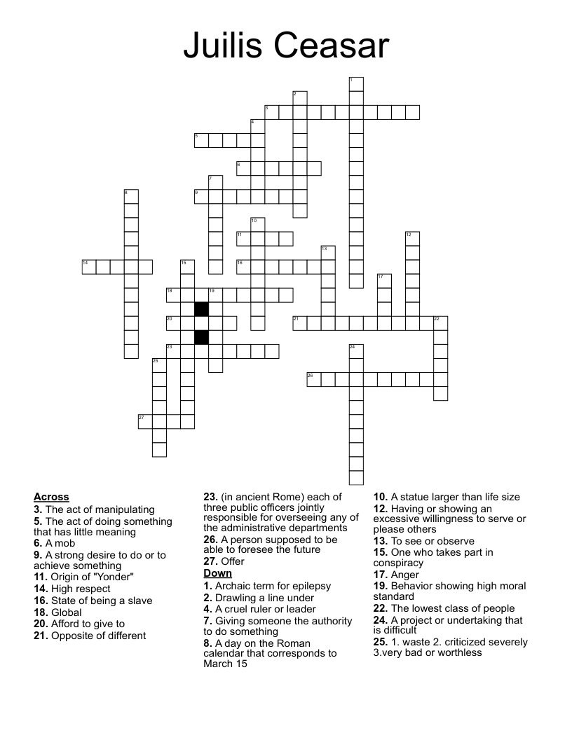 Juilis Ceasar Crossword
