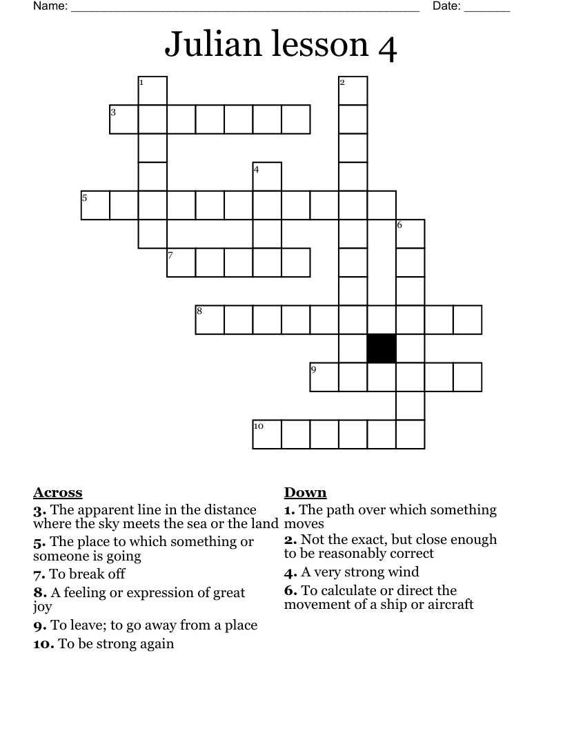 Julian lesson 4 Crossword