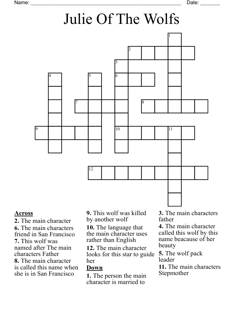 Julie Of The Wolfs Crossword
