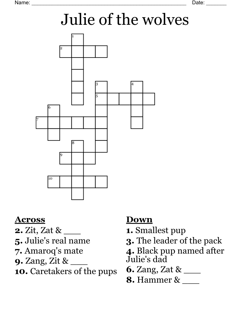 Julie of the wolves Crossword