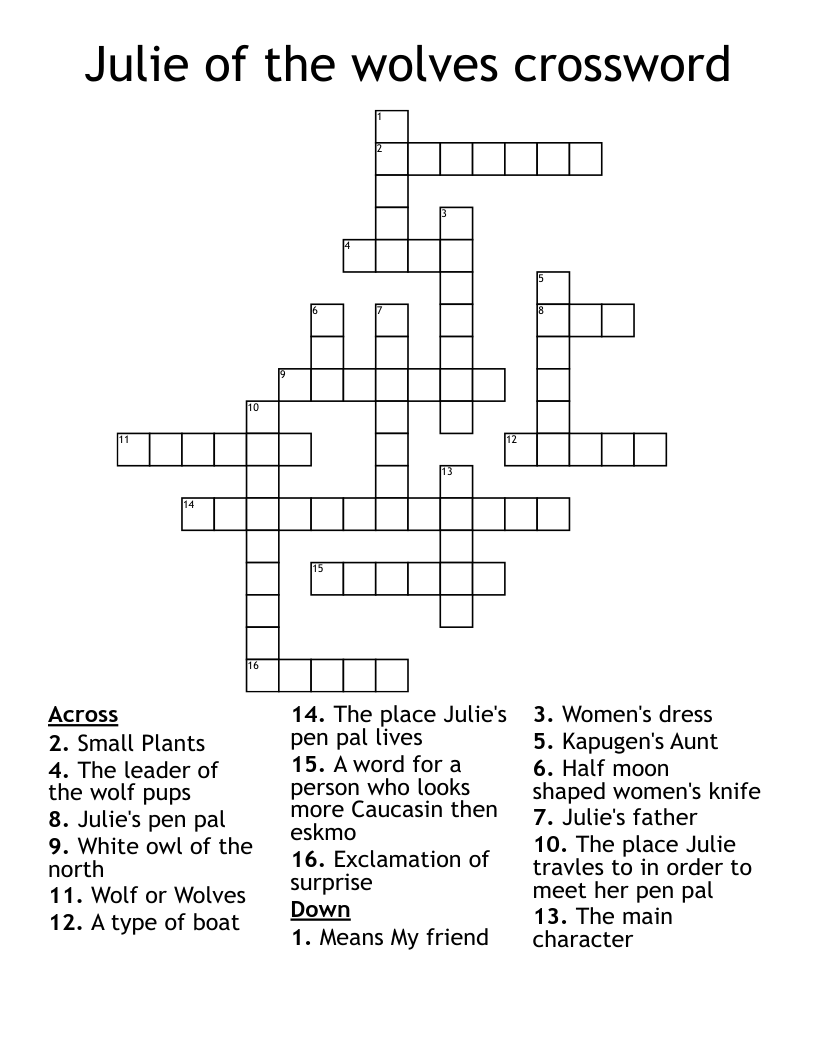 Julie of the wolves crossword